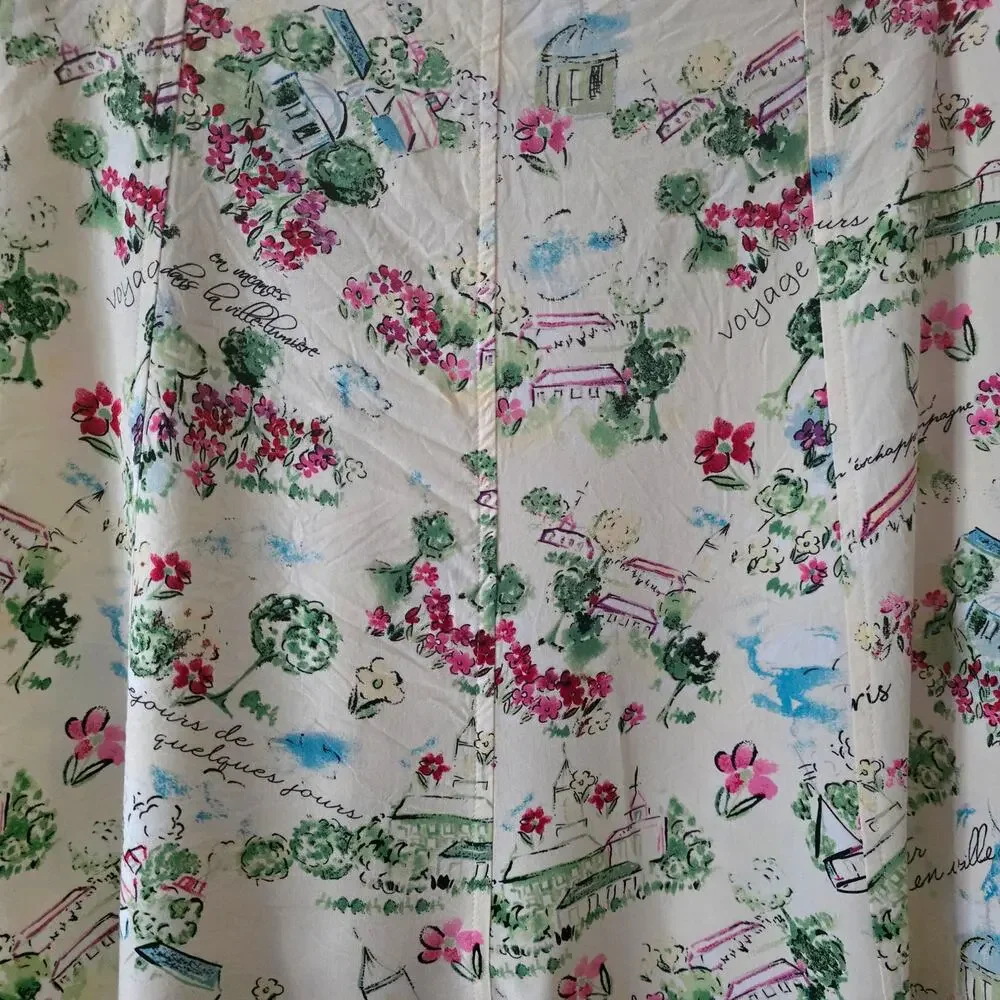 Christopher & Banks Vibrant French Pastoral Voile A-line Skirt Size 6